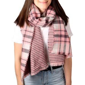 Twilight Blush 74.5" X 25.5" Plaid Scarf