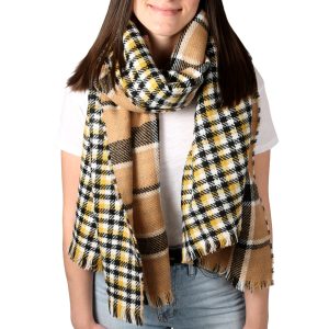 Butterscotch 74.5" X 25.5" Plaid Scarf