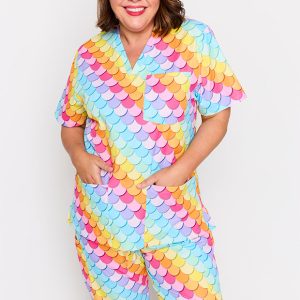Meredith Rainbow Mermaid Scrub Top