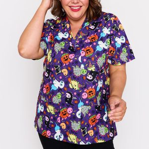 Meredith Spooky Dinos Scrub Top