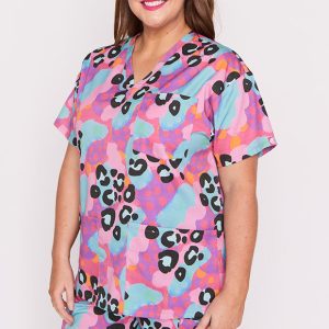 Meredith Inky Leopard Scrub Top