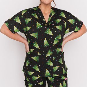 Meredith Christmas Tree Scrub Top