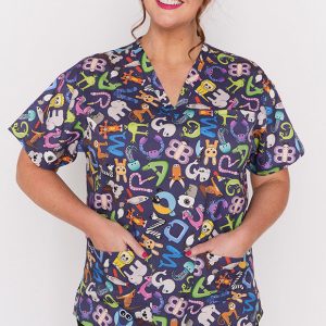 Meredith Alpha Animals Scrub Top