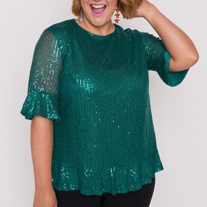 Joe Emerald Sequins Party Top