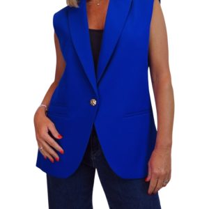 Longline Sleeveless Smart Waistcoat Royal Blue
