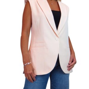 Smart Long Sleeveless Tailored Waistcoat Peach