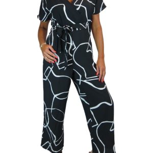 Black Belted Wrap Jumpsuit