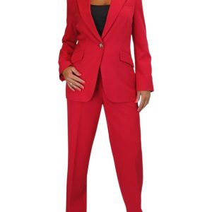 Smart 2 Piece Trouser Suit Red
