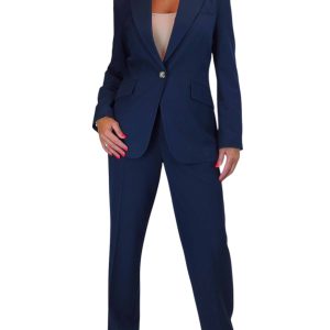 Smart 2 Piece Trouser Suit Navy Blue