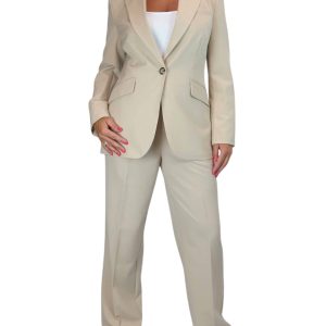 Smart 2 Piece Trouser Suit Beige