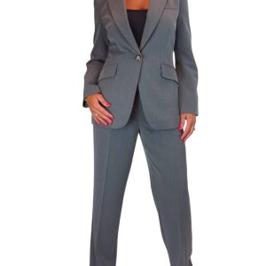 Smart 2 Piece Trouser Suit Marl Grey