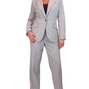 Smart 2 Piece Trouser Suit Silver Grey