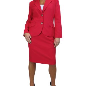 Smart 2 Piece Skirt Suit Red