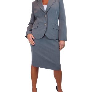 Smart 2 Piece Skirt Suit Marl Grey