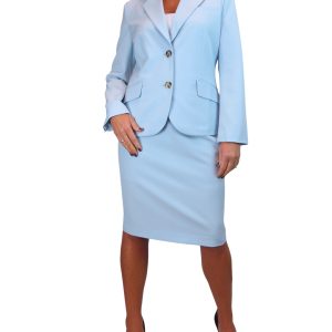 Smart 2 Piece Skirt Suit Pale Blue