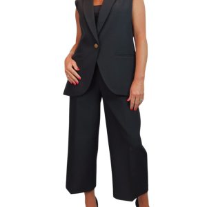 2 Piece Waistcoat And Trouser Suit Black
