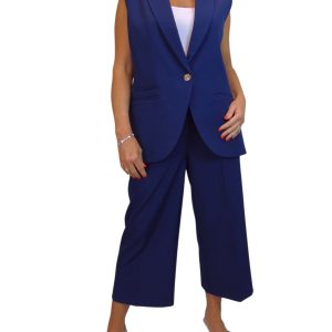 2 Piece Waistcoat And Trouser Suit Navy Blue