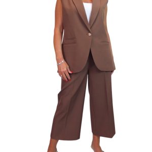 2 Piece Waistcoat And Trouser Suit Caramel Brown