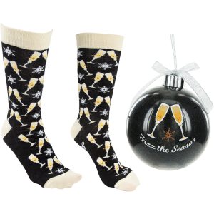 Fizz The Season 4" Ornament With Unisex Holiday Socks