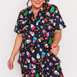 Meredith Jolly Christmas Scrub Top