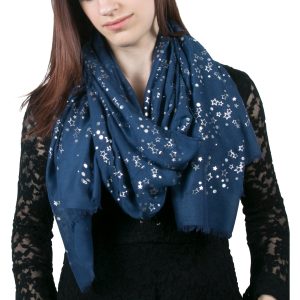 Star Navy 27.5" X 71" In Memory Scarf