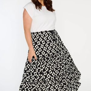 Alexandra Black White Daisy Skirt